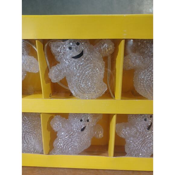 VINTAGE HALLOWEEN Spun Acrylic String Light GHOST New In original Package - Picture 2 of 7